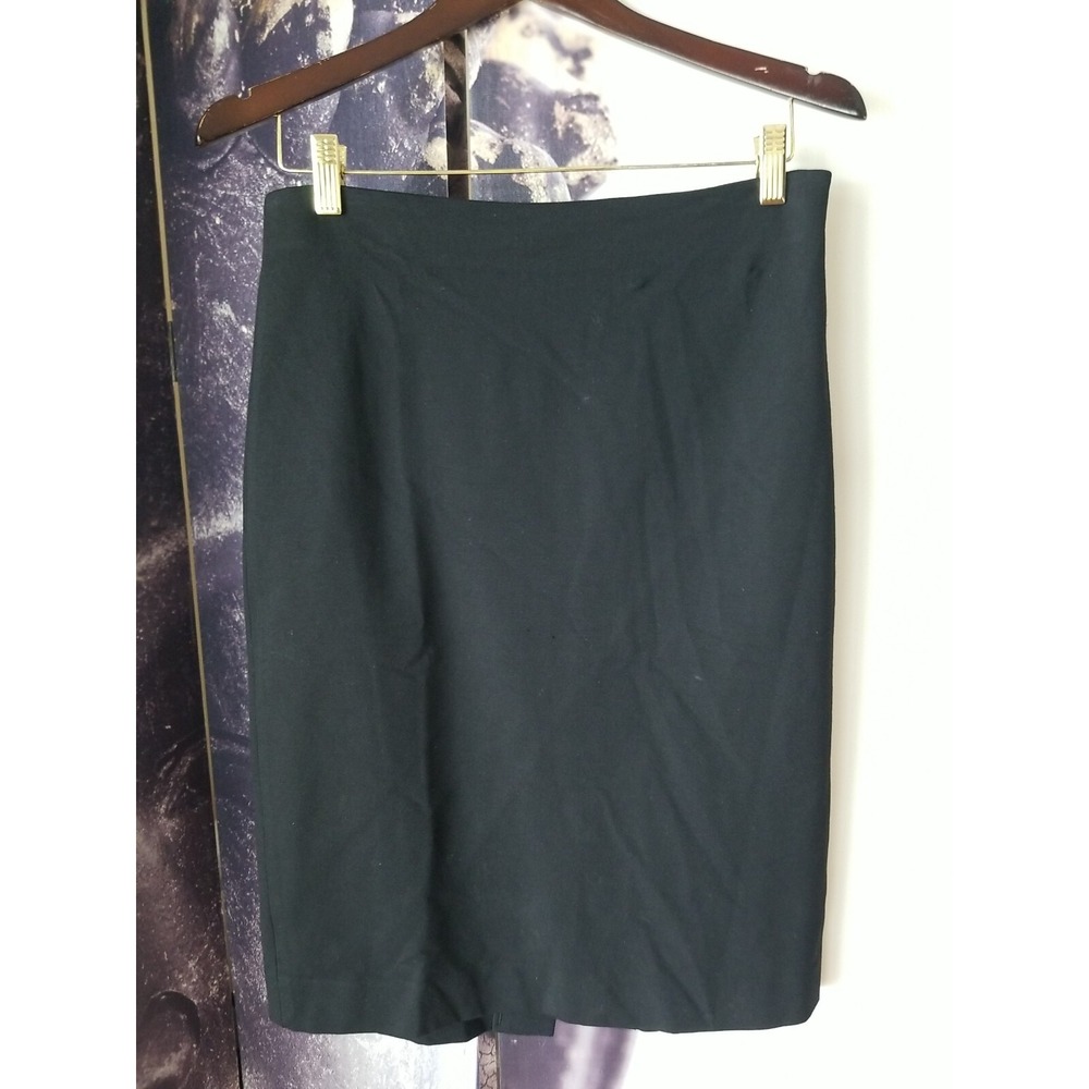 BANANA REPUBLIC Solid Black Straight Pencil Stretch Knee Length Skirt 8 YJ01‎